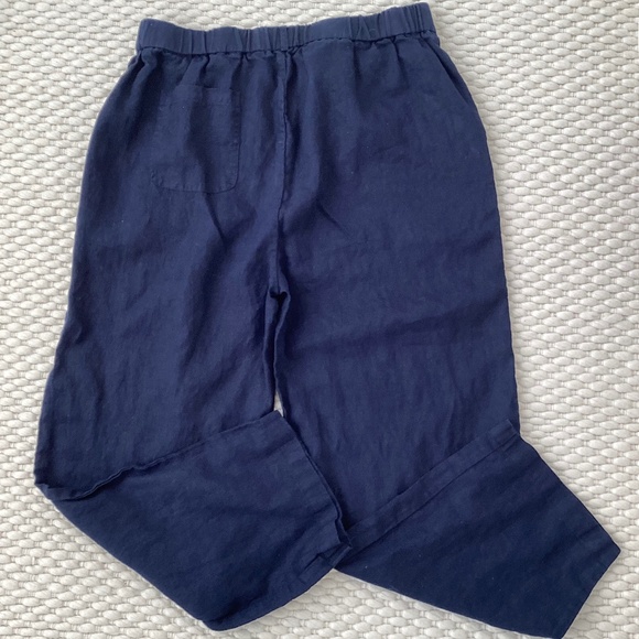 Quince 100% European Linen Pants Deep Navy Cropped Women’s Medium Relaxed - Picture 4 of 8